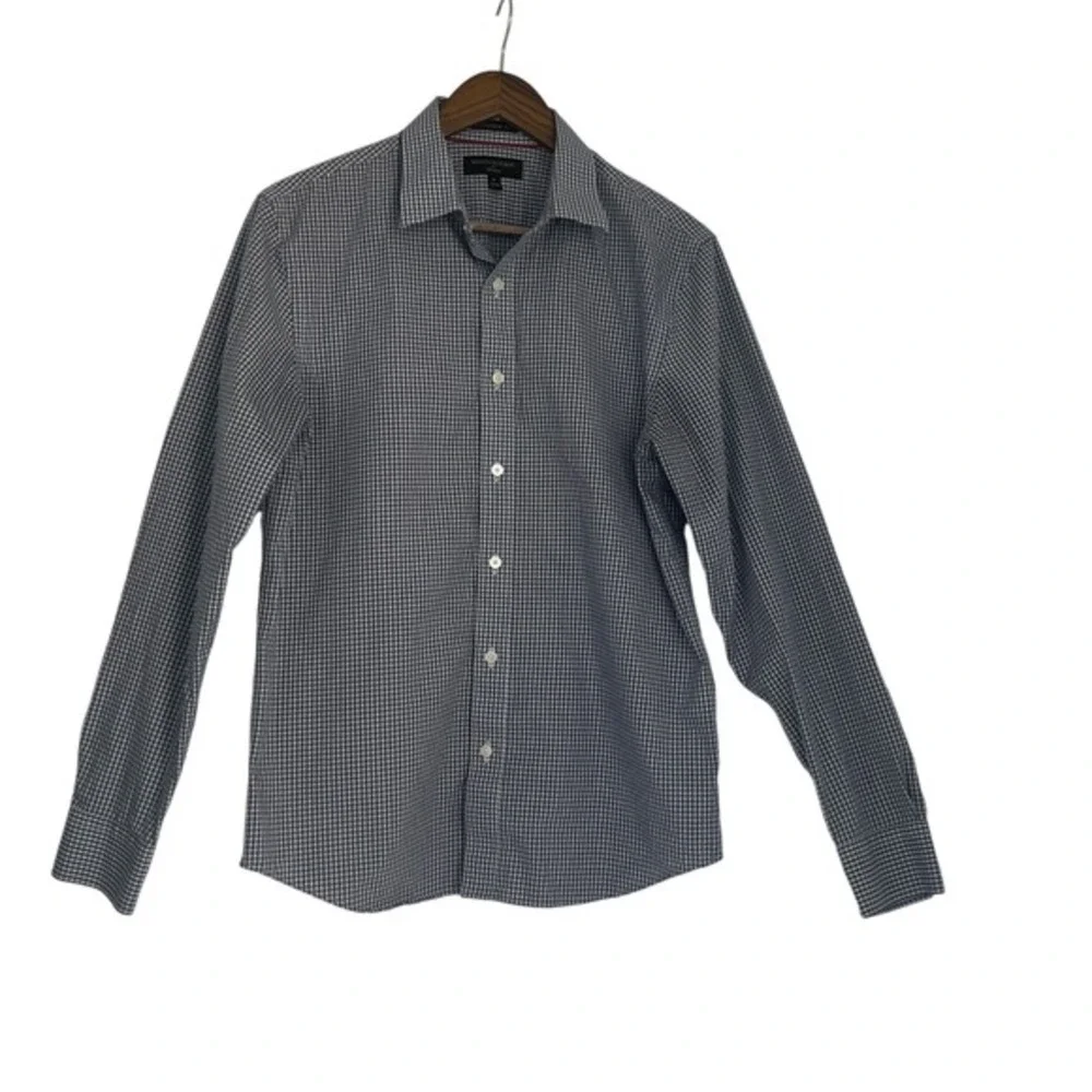 Banana Republic Untucked Fit Gingham Shirt M 100% Cotton Non-Iron Button Down‎